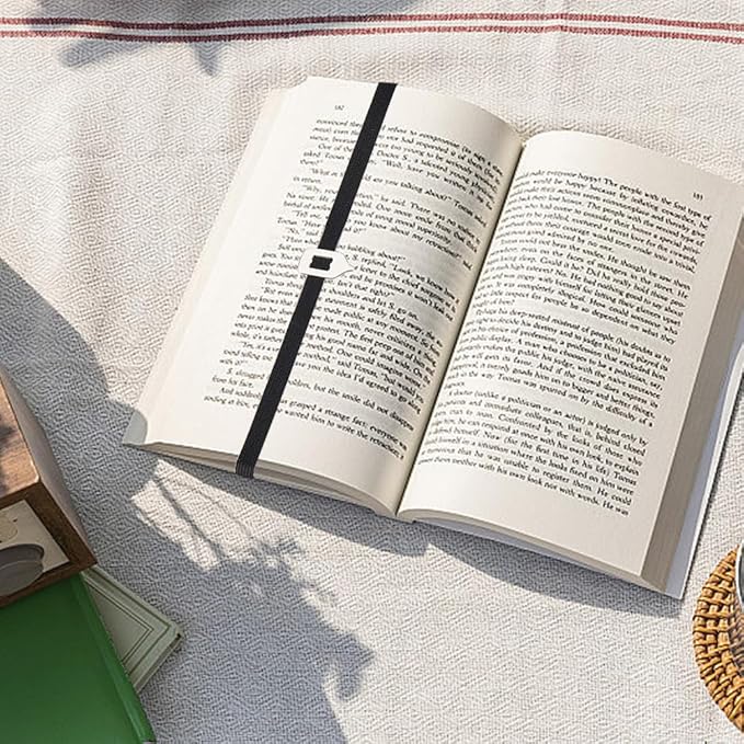 CRASPIRE Elastic Bookmark Black Book Marks with Pointer Elastic Rope Band Strap Planner Bookmarks Page Tags for Reading Library Lovers Teachers Classmates Friends Birthday Gifts