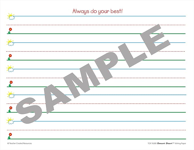 Teacher Created Resources Smart Start K-1 Writing Paper: 40 Sheet Tablet,White