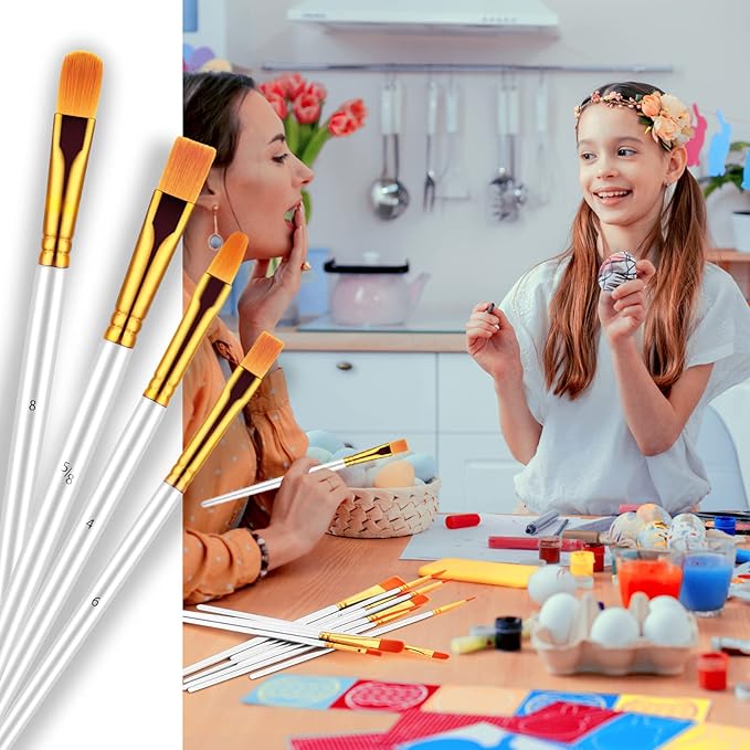 Paint Brushes Set, 20 Pcs Paint Brushes for Acrylic Painting, Oil Watercolor Acrylic Paint Brush, Artist Paintbrushes for Body Face Rock Canvas, Kids Adult Drawing Arts Crafts Supplies, White