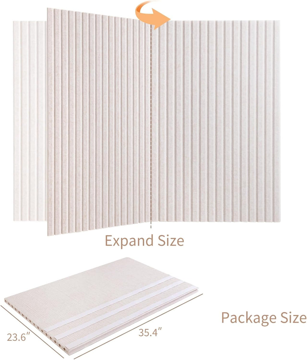 Large Bulletin Board, 48 x 36 inches Felt Board Decorative Pin Board, 4' x 3' Cork Board Alternative for Wall, Foldable Photo Board with 20 Pushpins - Oatmeal Stripes