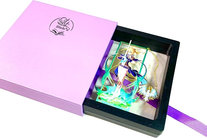 Genshin Impact Jean Metal Bookmark - Anime Figure Merch with 3D Display Box - Birthday Gifts for Fans Friends Gamer Book Lovers - Zllada