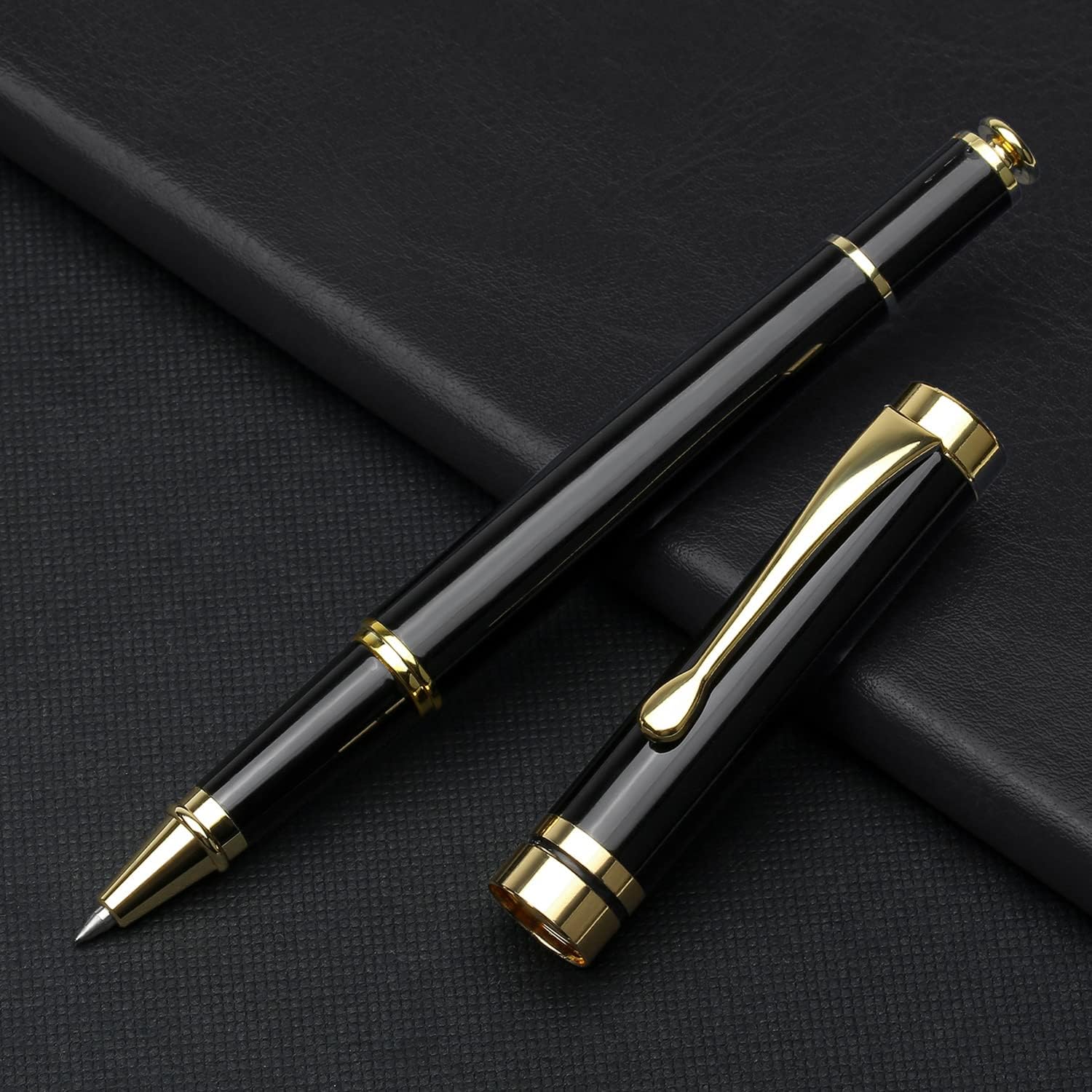 YIVONKA Luxury Ballpoint Pens Best Ball Pen Gift Set for Men & Women Professional Executive Office Nice BallPens Classy Gift Box Ballpoint Black Refill Line width 0.5mm (2 black)