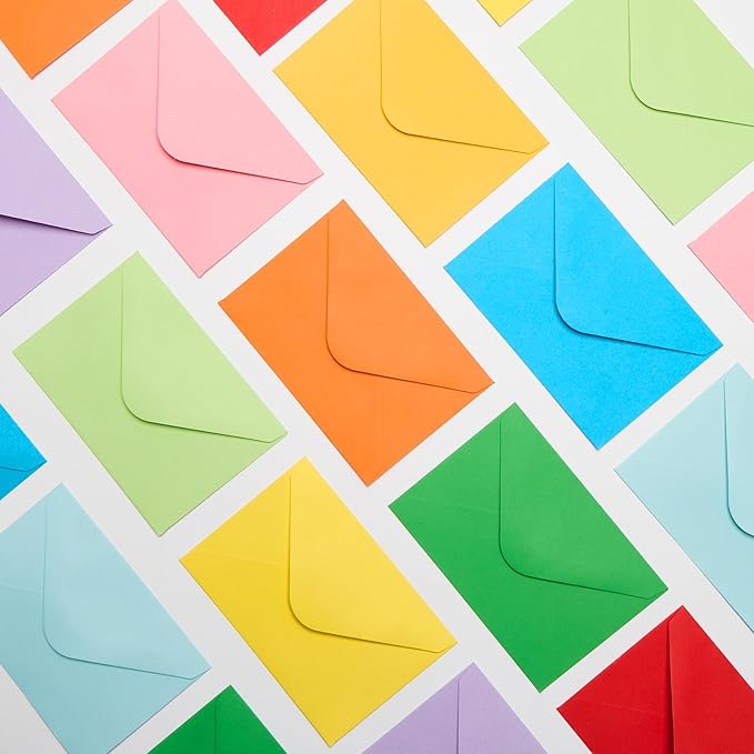 ACSTEP 50PACK Gift Card Envelopes Credit Card Size Mini Envelopes Colorful Tiny Pocket Envelopes For Business Card, Small Note Cards 10 Assorted Colors 4X2.75 Inches, Fit Credit Cards