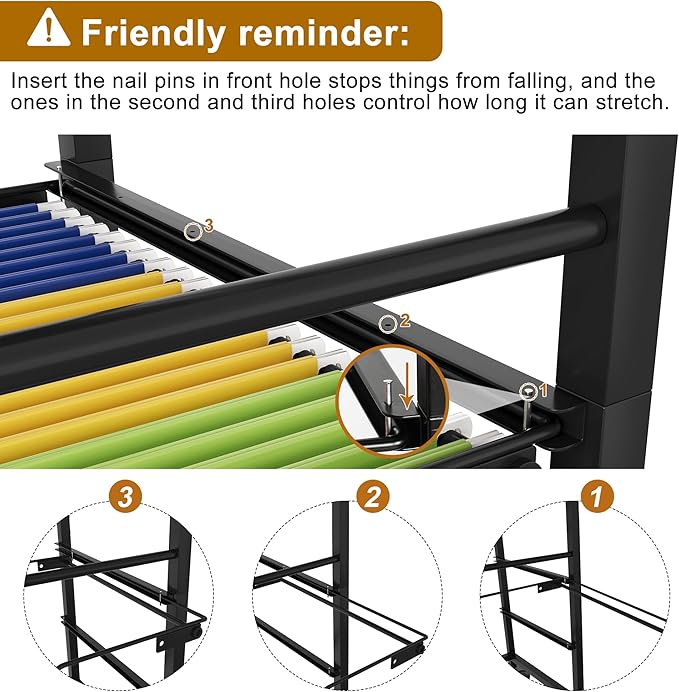 EasyPAG Rolling File Cart with Wheels Letter & Legal Size Hanging File Folder Rack Mobile File Folder Rack with Pull-Out Drawer for Home Office, Black