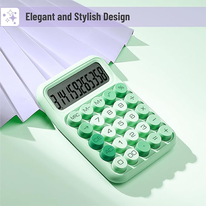 Mr. Pen- Mechanical Switch Calculator, 12 Digits, Large LCD Display, Green Calculator Big Buttons, Mechanical Calculator, Calculators Desktop Calculator, Cute Calculator, Aesthetic Calculator