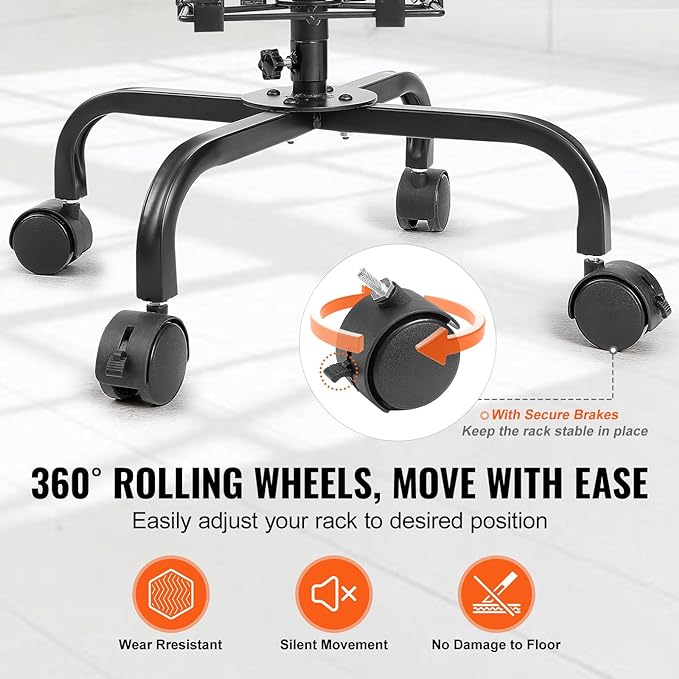 VEVOR Card Display Stand, 32-Slot Rotatable Postcard Holder, 360-Degree Spin with Title Clip & 4 Casters (2 with Brakes) for Office, Exhibits, and Fairs