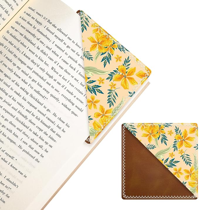 Personalized Leather Bookmarks, Fun & Cute Book Accessories for Reading Lovers, Unbreakable Page Markers for Women Men Girls Boys Student Teacher Kids Retirement Birthday Gifts (Yellow Flower)