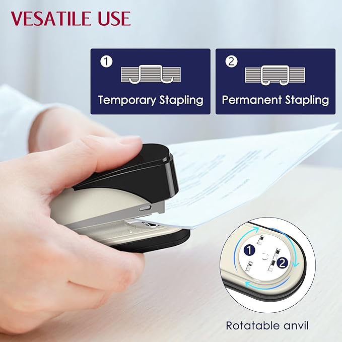 Metal Stapler Heavy Duty 50 Sheet Capacity with 1750 Staples and Staple Remover, White Stapler Full Strip Staplers for Desk, No Jam, Non-Slip Office Stapler with Staples for Office & Classroom, White