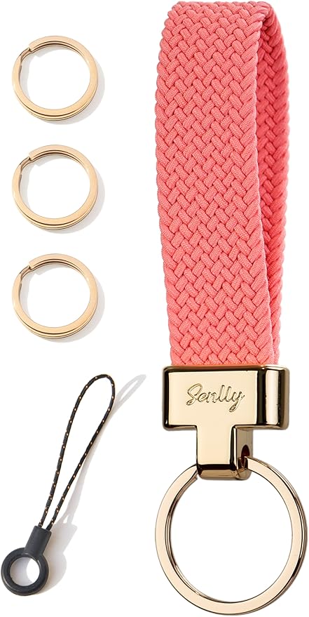 SENLLY Car Keychain, Stretchy Key Holder, Original Elastic Anti-Drop Design Finger Lanyard Strap