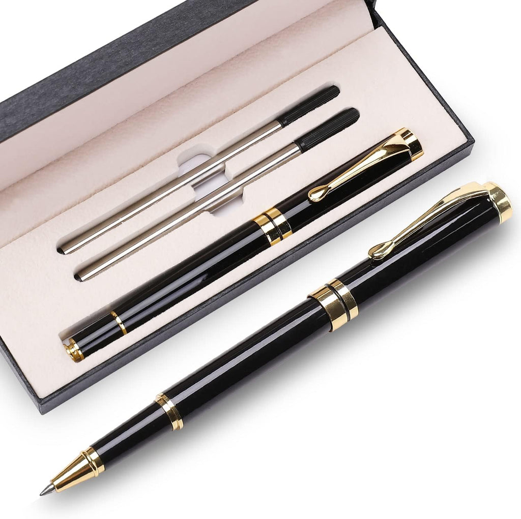YIVONKA Luxury Ballpoint Pens Best Ball Pen Gift Set for Men & Women Professional Executive Office Nice BallPens Classy Gift Box Ballpoint Black Refill Line width 0.5mm (Black Gold)