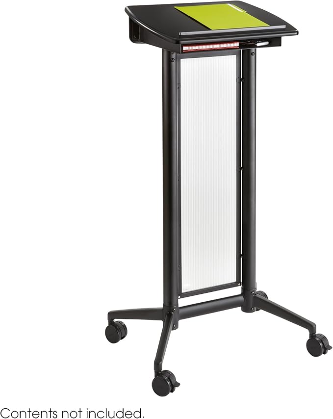 Safco Products 8912BL Mobile Lectern with Stoarge, Ideal for Office and Classroom Presentations, 4 Locking Wheels, Black