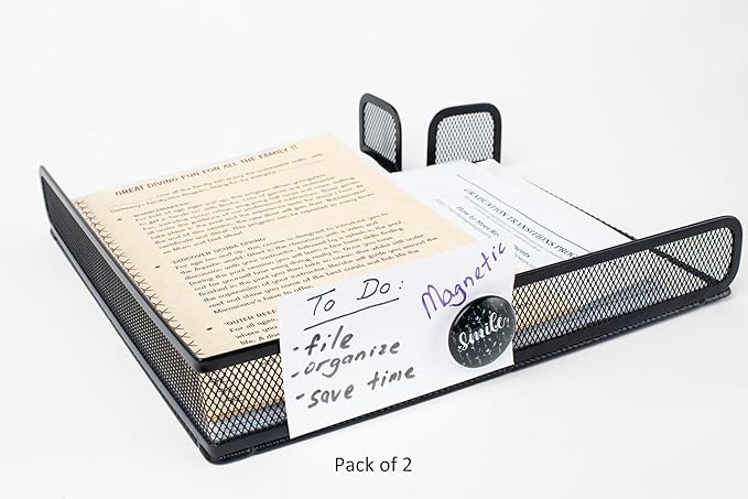 L-Tray Pack of 2, Paper Tray, Document Tray, Magnetic Steel
