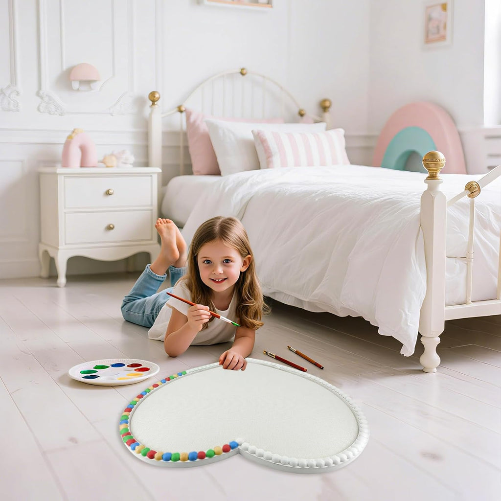 Large Heart Cork Bulletin Board with Linen, 24x19 Inch White Wood Frame Cute Picture Pin Board, Decorative Vision Board for Home Office, Study, Bedroom and Dormitory