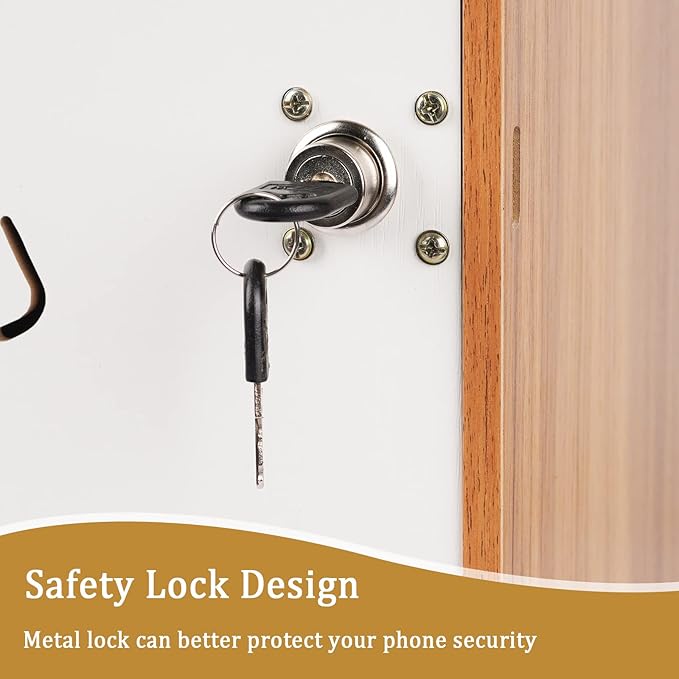 Echaprey Cell Phone Holder Classroom Pocket Chart Wooden Cell Phone Storage Cabinet with Lock 36 Slots Desktop Cell Phone Holder for Classroom Office (36 Slots)