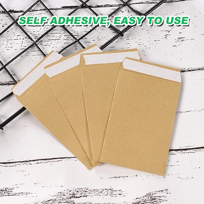 Small Money Coin Envelopes for Cash, 100pcs Self-Adhesive Cash Money Saving Envelopes Mini Kraft Seed Envelope for Packing Seeds Coins- 2.4 X 3.9 in
