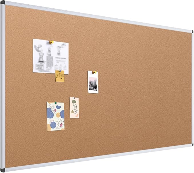 VIZ-PRO Cork Notice Board, 8' x 4', Silver Aluminium Frame