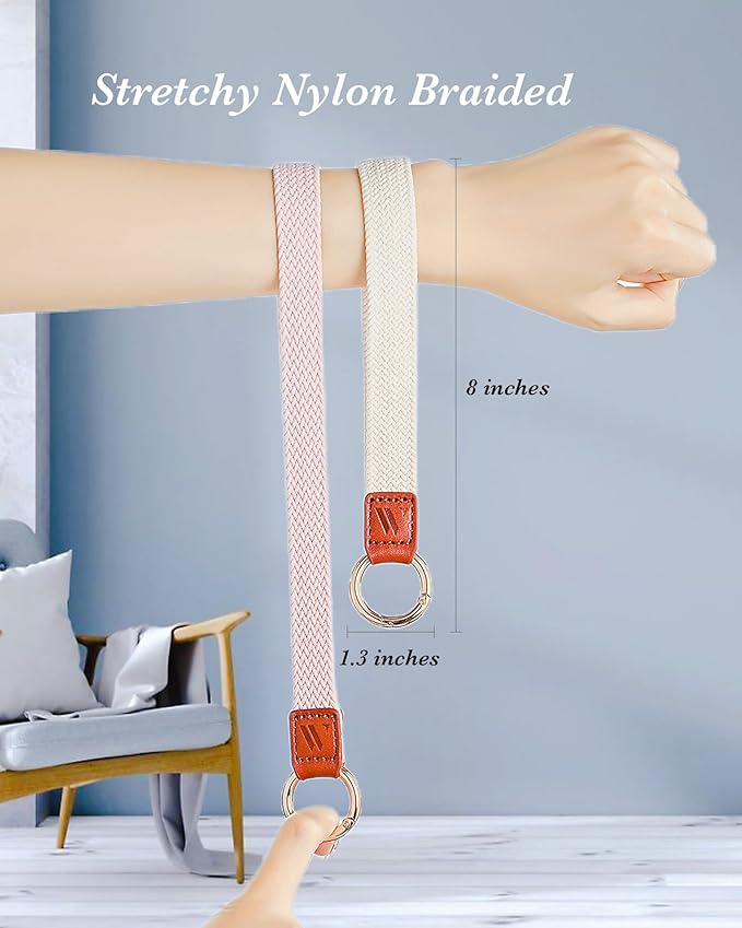 Wristlet Keychain for Women Stretchy Wrist Keychain Lanyard for Phone Case Wallet Id Card Badges (Starlight)