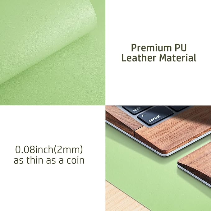 Aothia Leather Desk Pad Protector, Office Desk Mat, Large Mouse Pad, Non-Slip PU Leather Desk Blotter, Laptop Desk Pad, Waterproof Desk Writing Pad for Office and Home (48"x17", Foam Green)