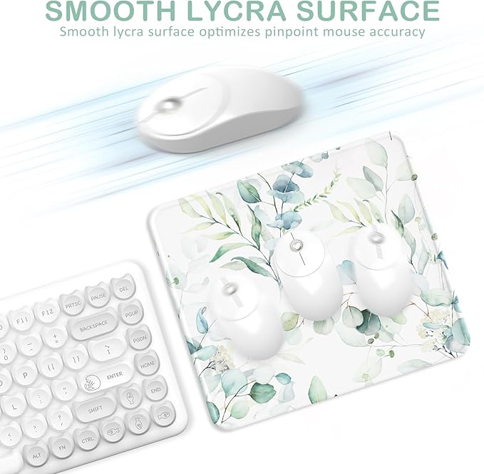 eulps Mouse Pad with Stitched Edge, Multiple Patterns Computer Mouse Pads with Non-Slip Rubber Base, Washable Cloth Mousepad, for Gaming, Laptop, PC (Leaves)