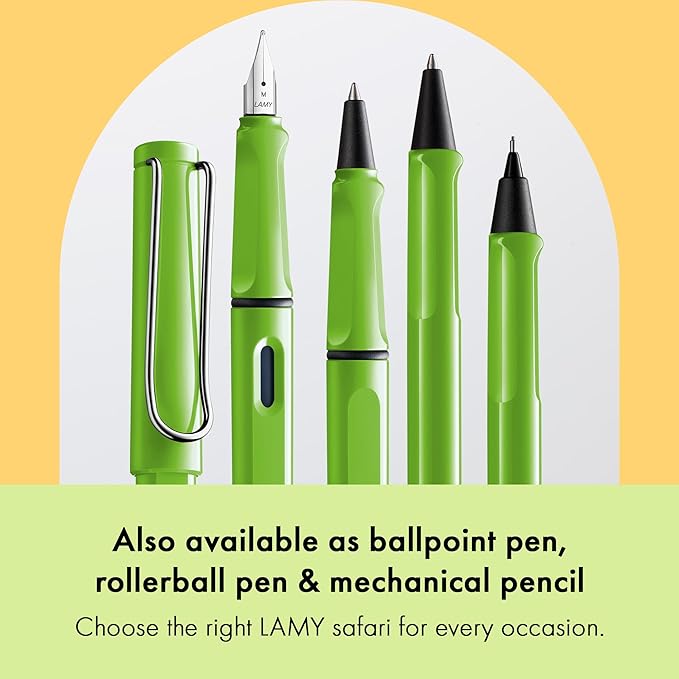 LAMY safari green - Fountain Pen with ergonomic grip & polished Left-Handed steel nib (LH) in size M - ideal for any Writing & Calligraphy - including LAMY T 10 blue cartridge