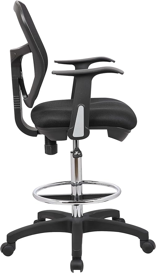 OfficeFactor Drafting Chair Tall Office Chair with Arms Executive Ergonomic Standing Desk Chair with Anti Scratch Wheels and Footrest