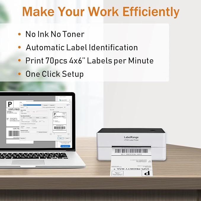 LP320 Label Printer – High Speed 4x6 Shipping Label Printer, Windows, Mac, Linux and Chrome OS Compatible, Supports Amazon, Ebay, Shopify, Poshmark, Pirate Ship, Shippo and More