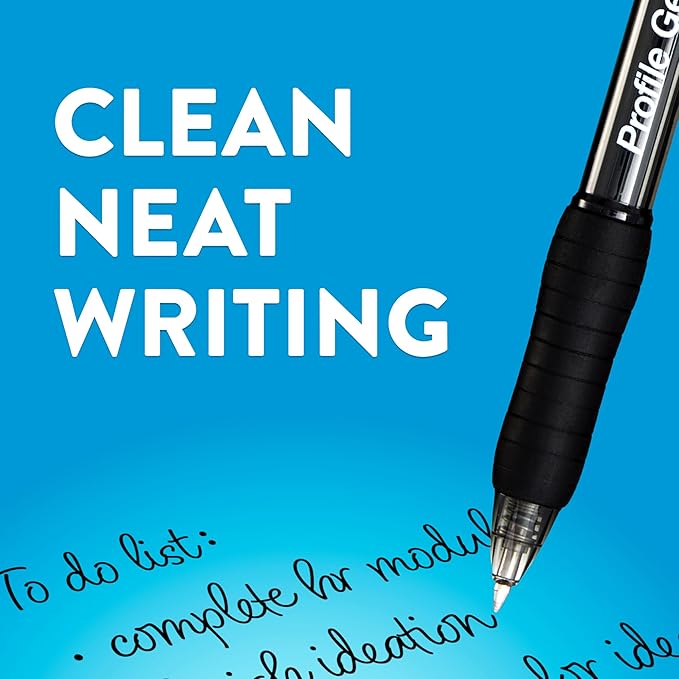 Paper Mate Profile Retractable Gel Pen, Ultra-Smooth Ink, Black, 0.7mm Medium Point, 12 Count