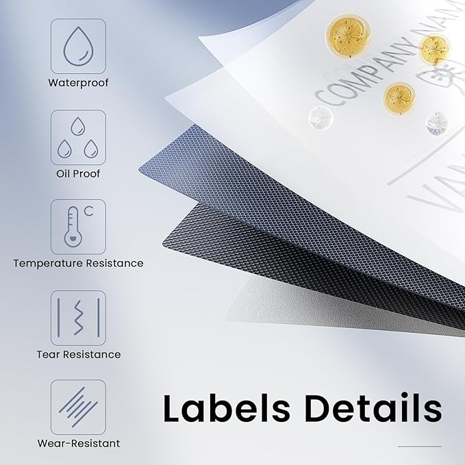 CLABEL 50 x 40mm (1.97'' x 1.57'')-180 Labels/Roll,6 Rolls Labels Multi-Purpose Thermal Stickers Papers Self-Adhesive for Business/Logo/File/Jar/Gift Sticker Labels (White)