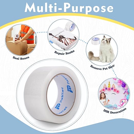 Packing Tape Refill 36 Rolls Heavy Duty Sealing Great for Packing Box Shipping and Moving Supplies Packaging 1.88" x 65 Yards 3" Core 2.0 Mil Thick