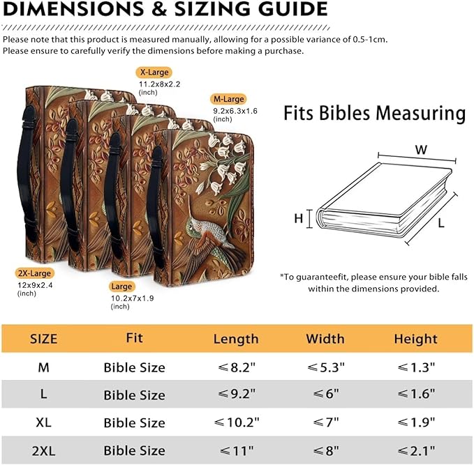 Lotusorchid Flower Hummingbird Printed Bible Covers for Women PU Leather Bible Bag Church Bag Book Carrying Case Bible Accessories with Handle