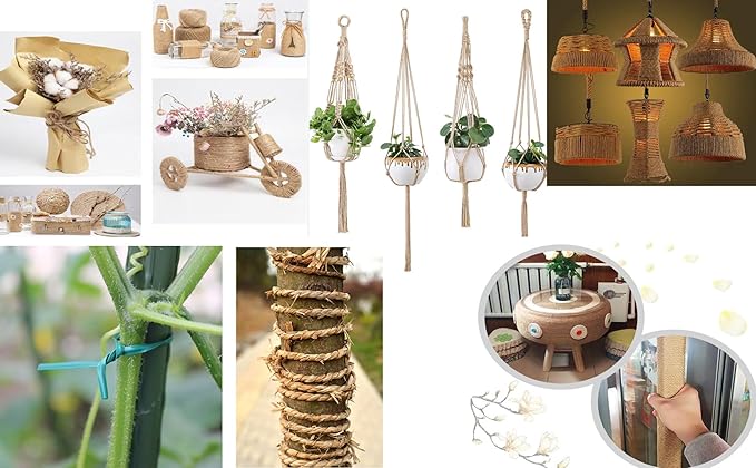 1/8 in (3mm) x 328 ft (100Meter) Natural Sisal Hemp Rope Heavy Duty Thick Twine for Cat Scratcher Post Tree, Garden, Binding, Crafts Packing Material