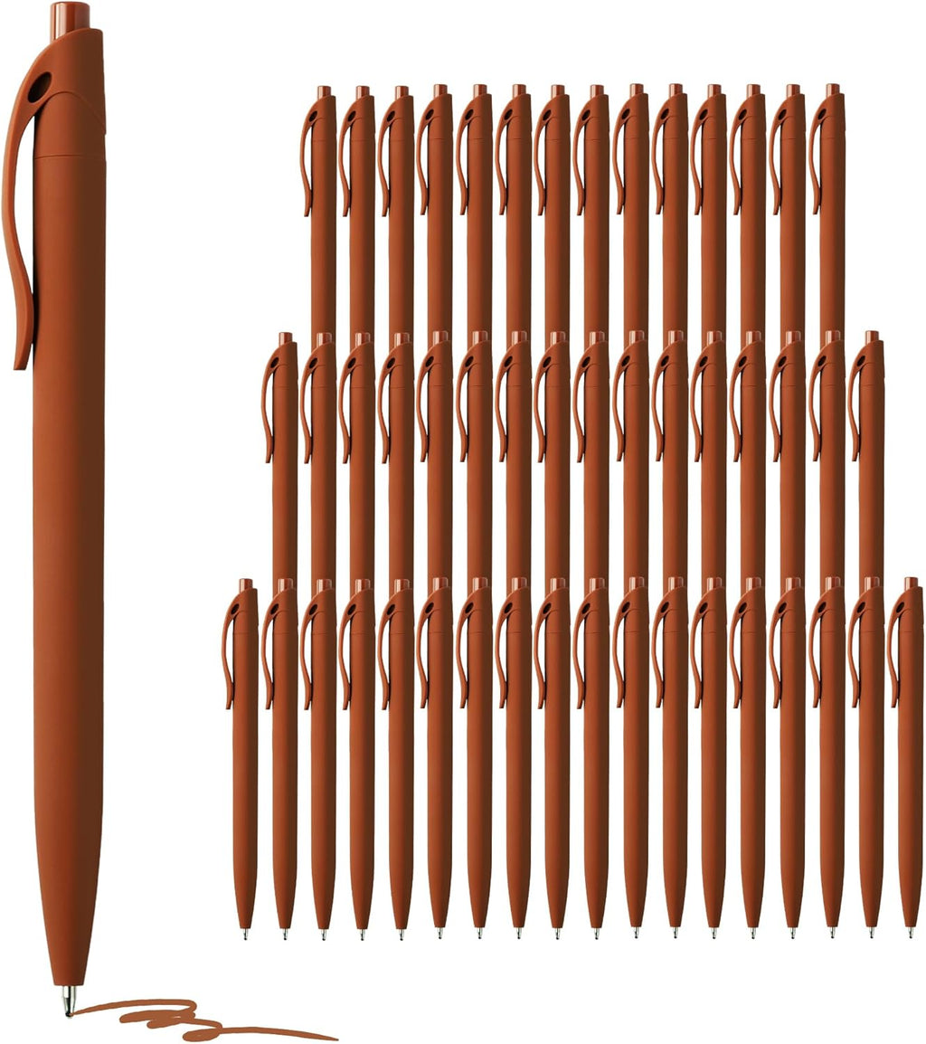 deegtran Pens Bulk, 50 Pack No Bleed Brown Click Pen, Wholesale Retractable Ballpoint Pens, Pens Medium Point, Smooth Ink Pens, 1.0MM Brown Ink