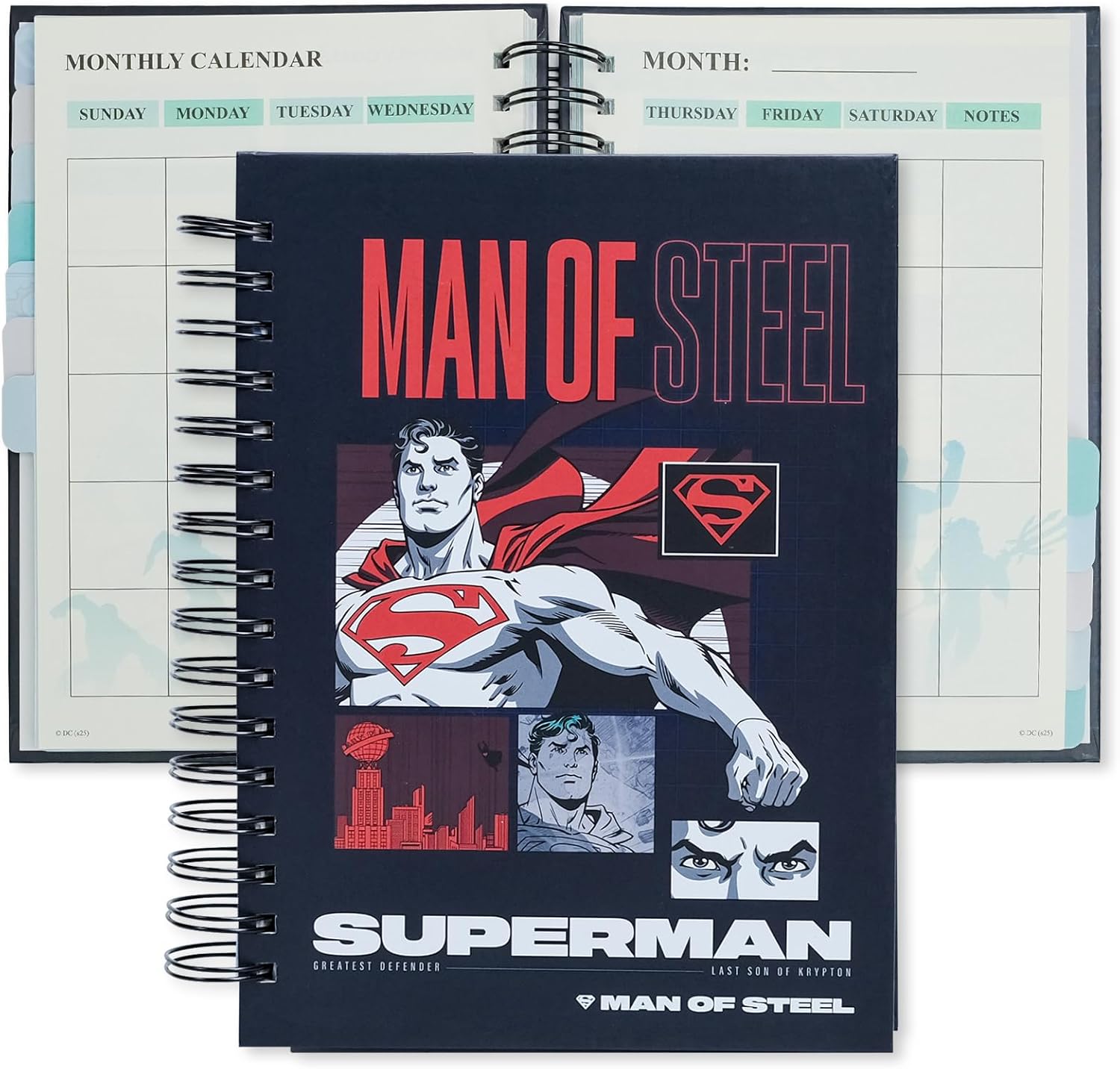 Hero Academic Planner, Weekly Monthly Daily Agenda, Custom Date Organizer for Time Management, Spiral Bound Notebook with Colorful Tabs,Datebooks for School Office Home(Navy Red)