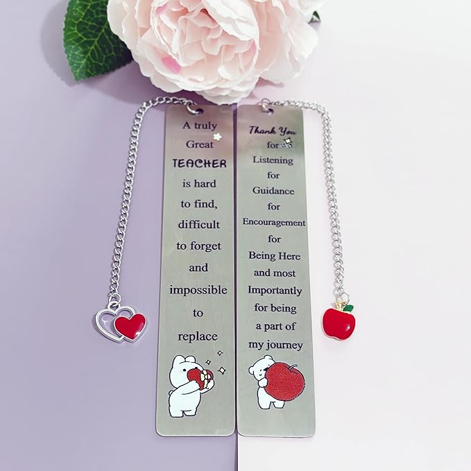 2PC Teacher Bookmarks Teacher's Day Appreciate Gift Man Bookmark Thank You Keepsake Birthday Present Retirement Appreciate Christmas Thanksgiving Women Accessory A Truly Great Teacher is Hard to Find