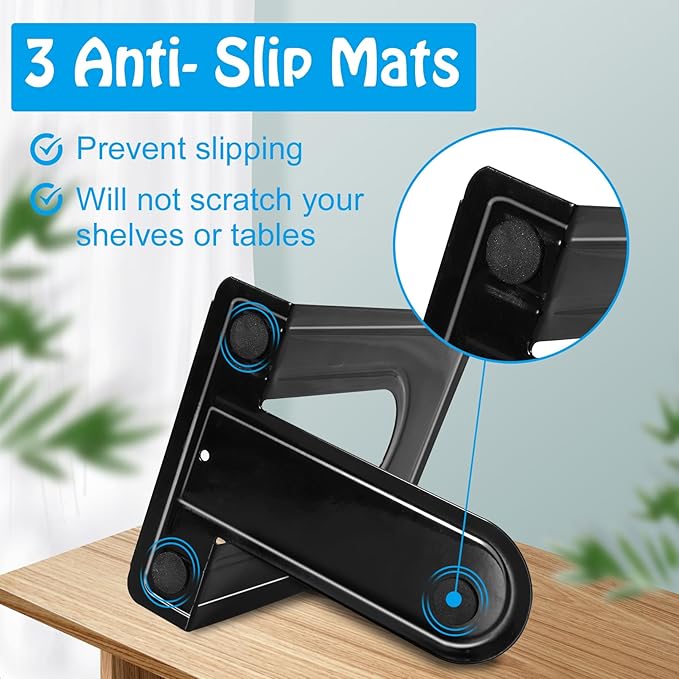 14 PCS/7 Pair Bookends,Book Ends for Shelves,Metal Bookends,Heavy Duty Bookends,Black Book Ends,Non-Skid Bookend,Universal Book Stopper for Heavy Books/Movies/CDs,Office Home,6.5 x 4.9 x 5.7in