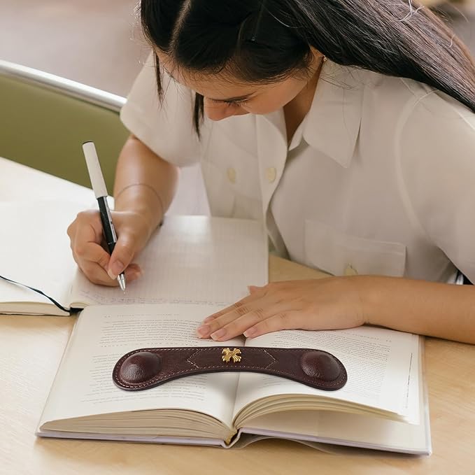 Book Weight Page Holder Heavy Genuine Leather Book Open Holder for Men Women Cookbook Weighted Bookmarks Gift for Writer Reader (02Bookmark Page Holder-Coffee)