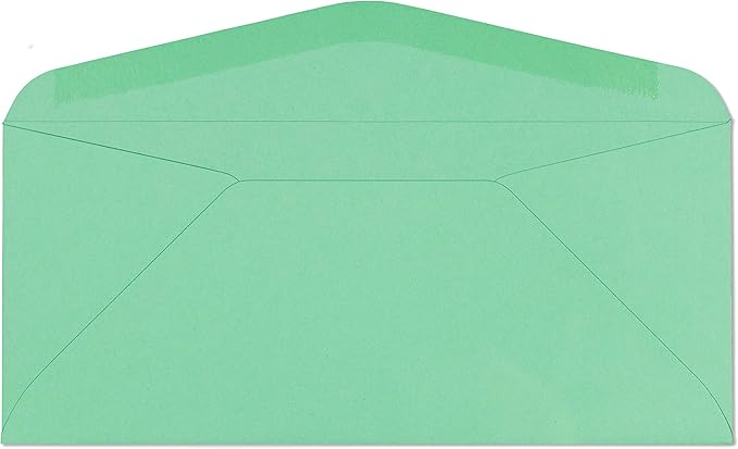 EnDoc #9 Colored Envelopes - 100 Pack - Green Pastel Color 3 7/8 x 8 7/8 envelope, Letter Size, For Home, Offices, Holiday, Invoices and Mailings