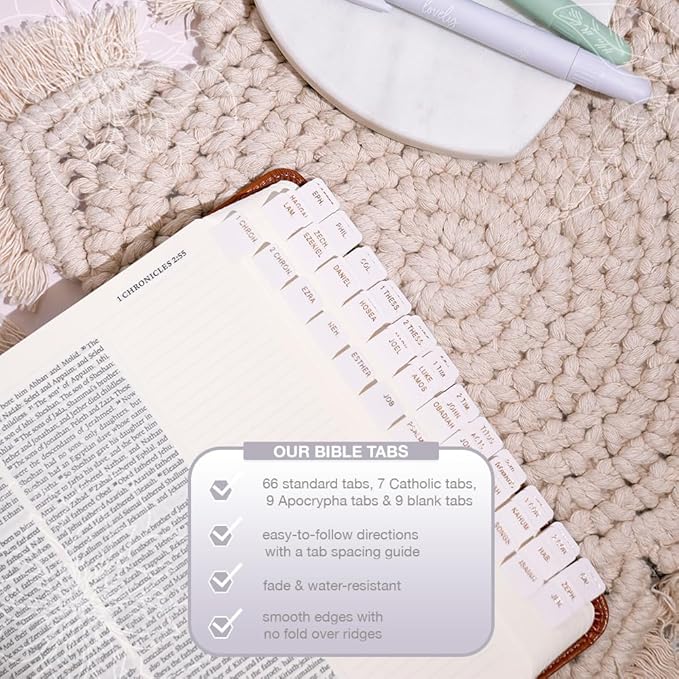 Idyllic Grace - Mini Bible Tabs, Embossed Gold Foil, Journaling, Small Bibles, Study Tool, 90 Tabs, Old and New Testament, Christian, Catholic, Apocrypha, Index Tabs, Matte Laminated - Dream