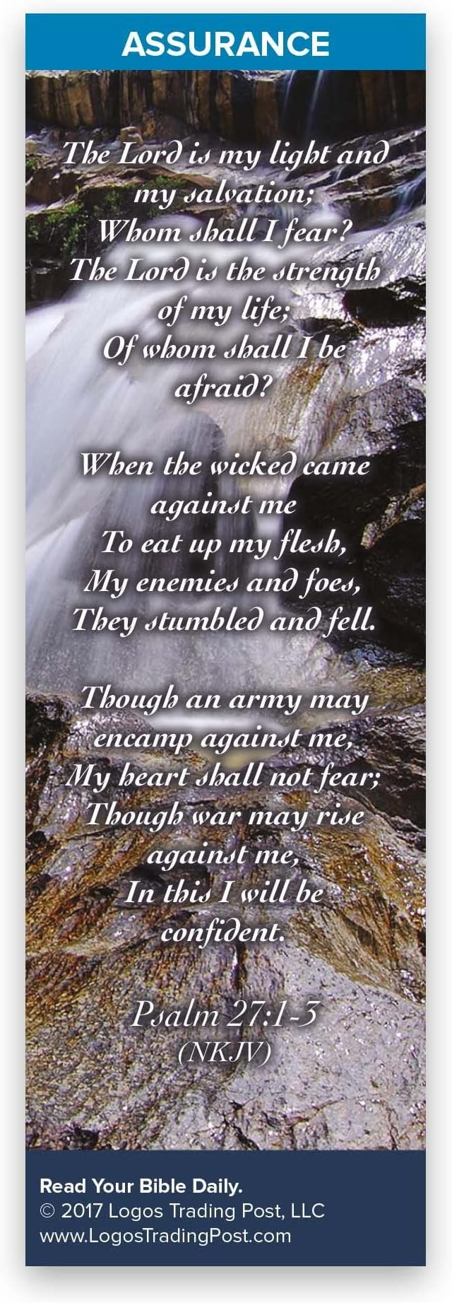 Christian Bookmark with Bible Verse, Pack of 25, Assurance Themed, The Lord is My Light and My Salvation Bookmarks, Psalm 27:1-3