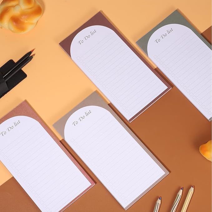 4 Pack Magnetic To Do List for Refrigerator with Pen Holder, Totally 200 Sheets Magnetic Fridge Notepad Magnetic Shopping List Pad for Fridge(Morandi Design)