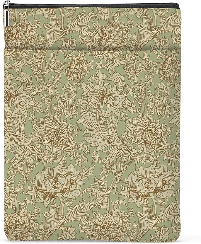 Retro Floral Book Sleeve Book Cover Classic Flower Book Protector with Zipper Christmas Birthday Book Club Gifts Book Accessories for Women Bestie Daughter Librarian Girls Bookish Book Lovers Gifts