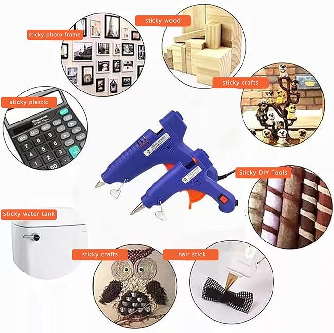 Mini Hot Glue Gun 10pcs Glue Stick Hot Glue Gun Set For Quick Repair Artist DIY Art Home 20w Blue