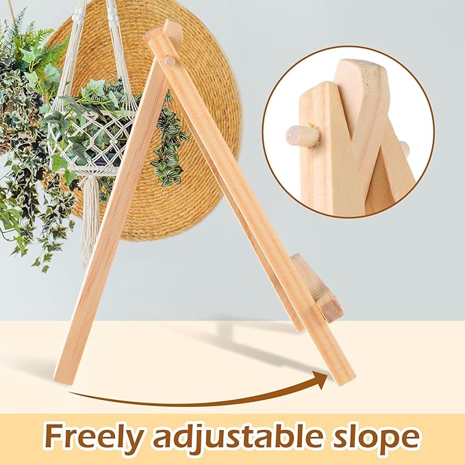 100 Pieces Mini Wood Easel Stands Small Wooden Canvas Easels Display Art Craft Tripod Painting Tabletop Holder for Artist Crafts, Business Cards, Photos, Gift(6 Inch)