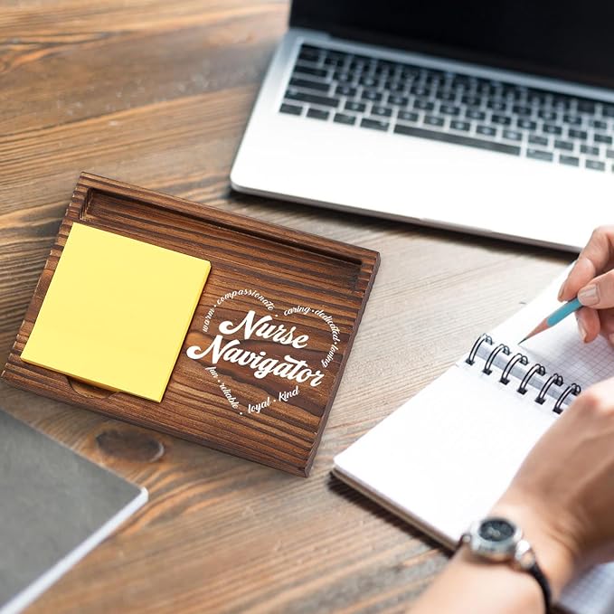 Nurse Navigator Gift Sticky Note Holder Wooden, Thank You Gifts for Nurse Navigator Nursing National Nurses Week, Appreciation Gifts for Healthcare Patient Care Self-Stick Note Pad Holders TZP36