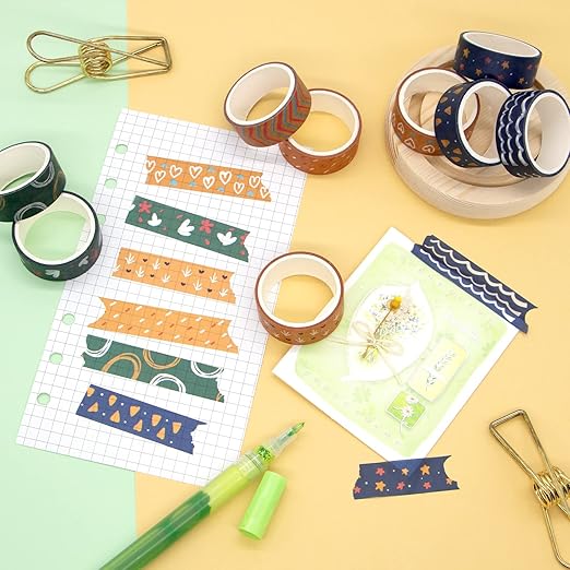 Mooker 36 Rolls Washi Tape Set - Decorative Adhesive Tape, Colored Masking Tape for DIY Crafts, Bullet Journaling, Gift Wrapping, Scrapbooking Supplies, Party Decorations and Arts