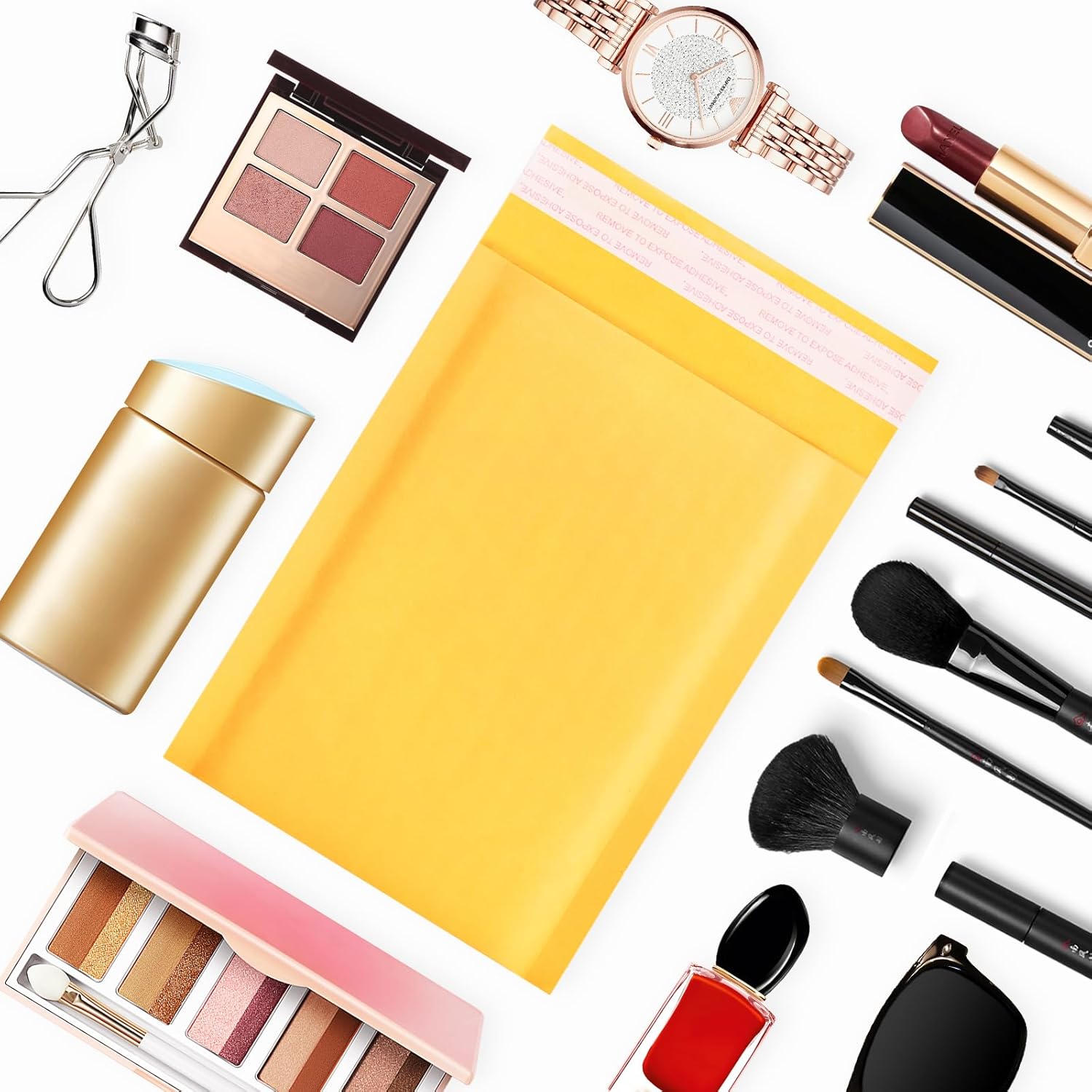 Kraft Bubble Mailers 4x7inch 100Pack Yellow Self-Seal Padded Envelopes Bubble Opaque Padded Mailers Shipping Bags for Small Businesses to Package and Mail Jewelry Cosmetics, Electronic Products, Cards