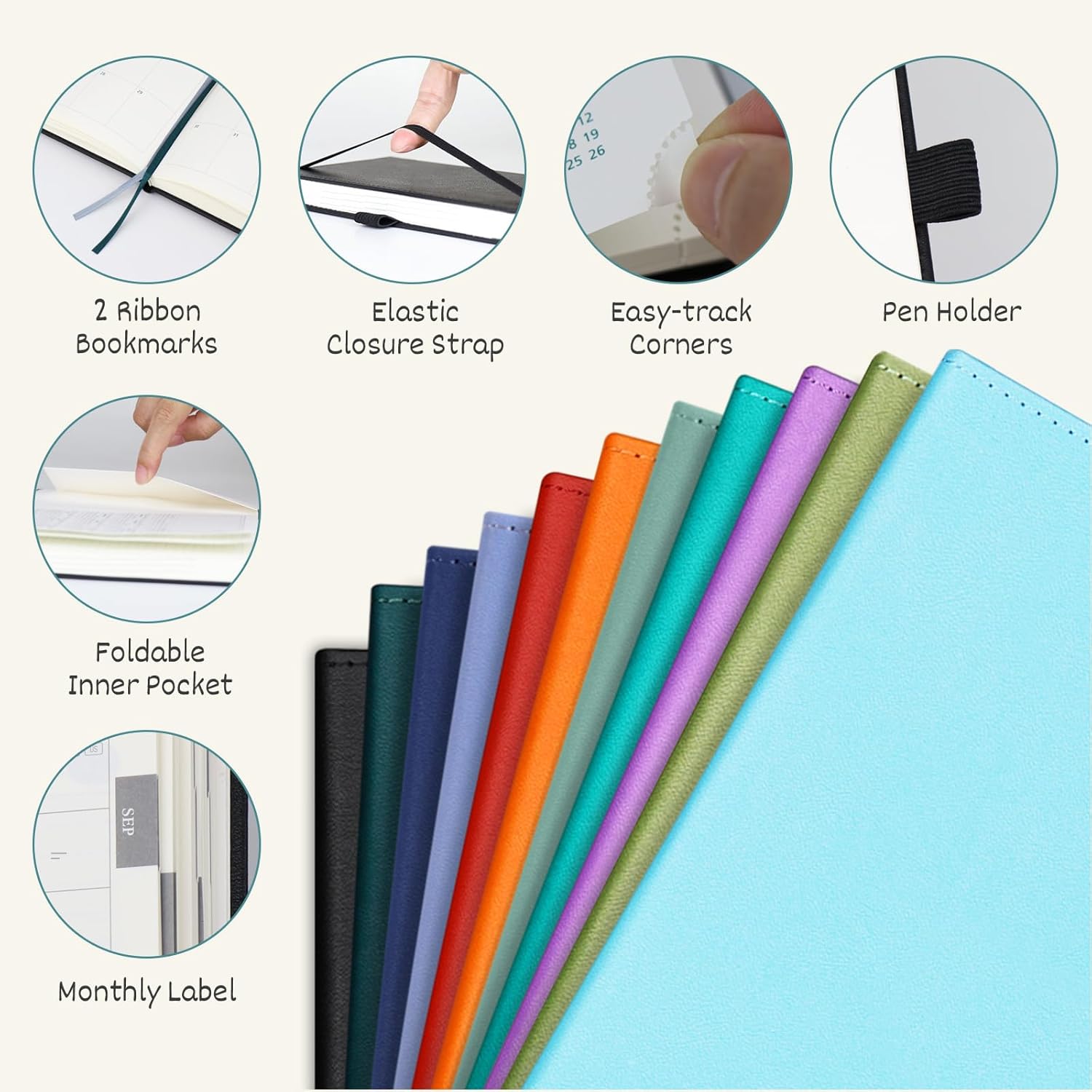 BEZEND Pocket Calendar 2026 Weekly and Monthly (3.5" x 6") Small Daily Planner for Purse (Jan-Dec) with Notes & Expenses, Inner Pocket, Pen Holder, Vegan Leather Hardcover - Red