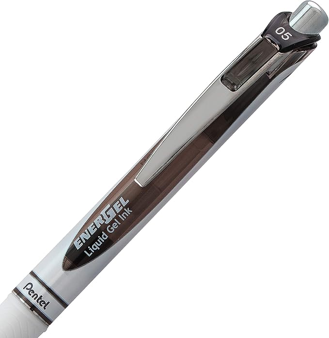 Pentel Gel Ink Pen, EnerGel Pearl RTX0.5mm, Fine Point, Needle Tip (BLN75WBP3A),Black