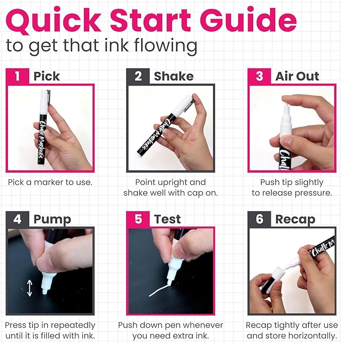 Chalkola 5 White Chalk Markers for Chalkboard Signs, Blackboard, Car Window, Bistro, Glass | 5 Variety Pack - Thin, Fine Tip, Bold & Jumbo Size Erasable Liquid Chalk Pens (1mm, 3mm, 6mm, 10mm, 15mm)