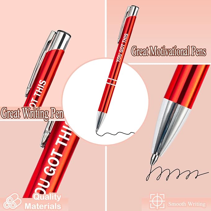 PASISIBICK 12 Pieces Inspirational Motivational Quote Ballpoint Pens Gifts Encouraging Metal Writing Pen for Students Coworkers Teacher Bosses, 12 Colors